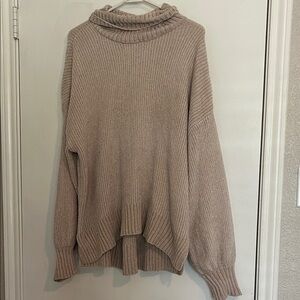 Maison Jules Beige Turtle Neck Pullover Sweater Size Medium